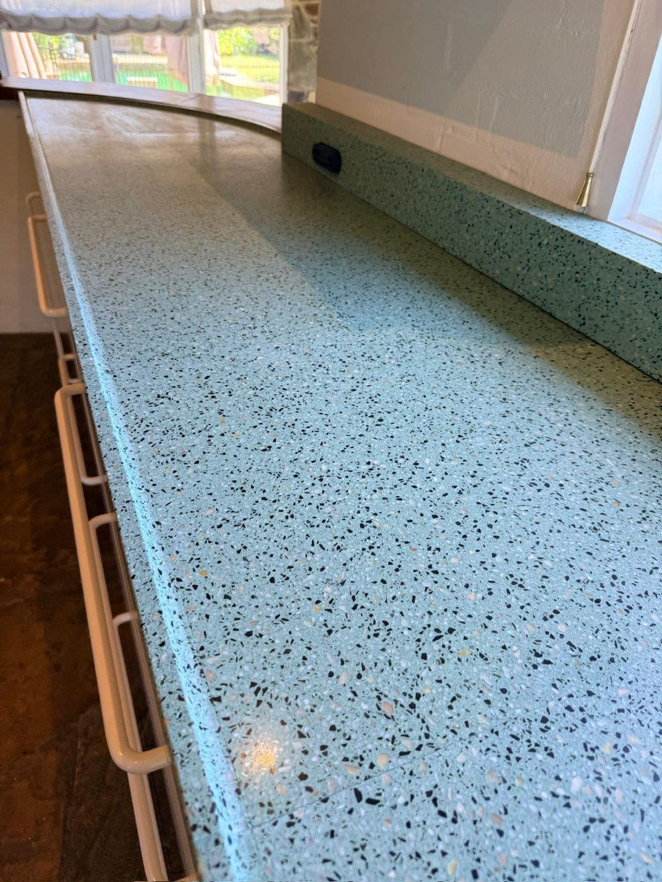 Green terrazzo kitchen benchtop